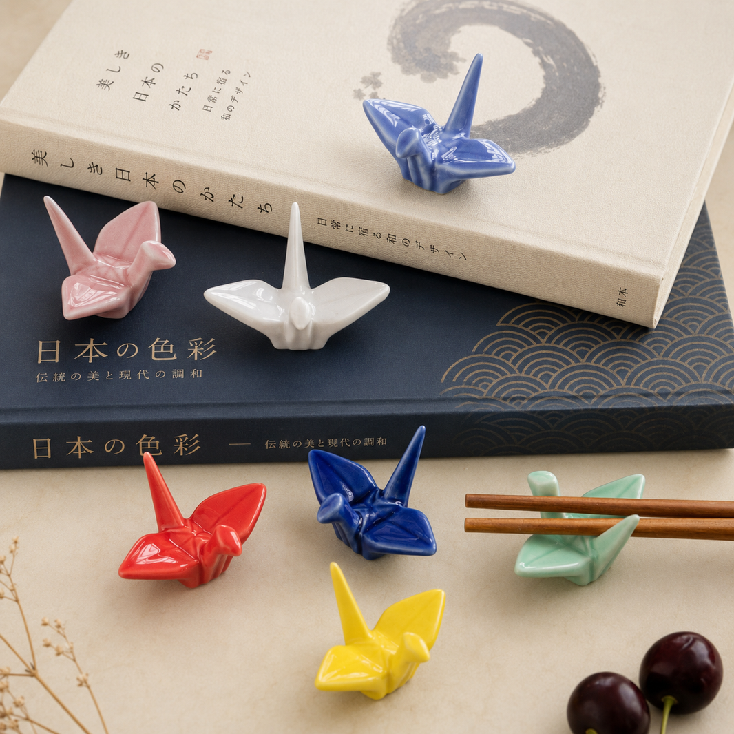 和風鶴箸置き 陶磁器工芸品箸置き
