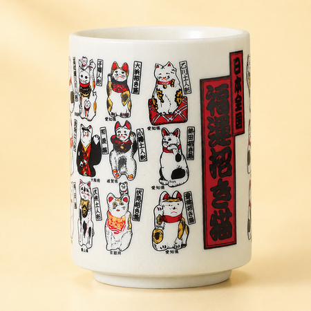 美濃焼 招き猫 寿司湯呑 日本製