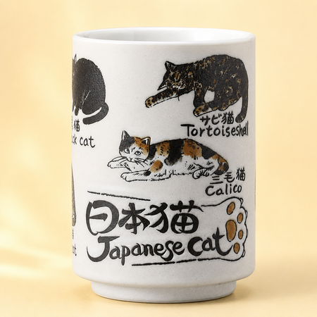 美濃焼 猫柄湯呑 – 美濃焼陶器カップ
