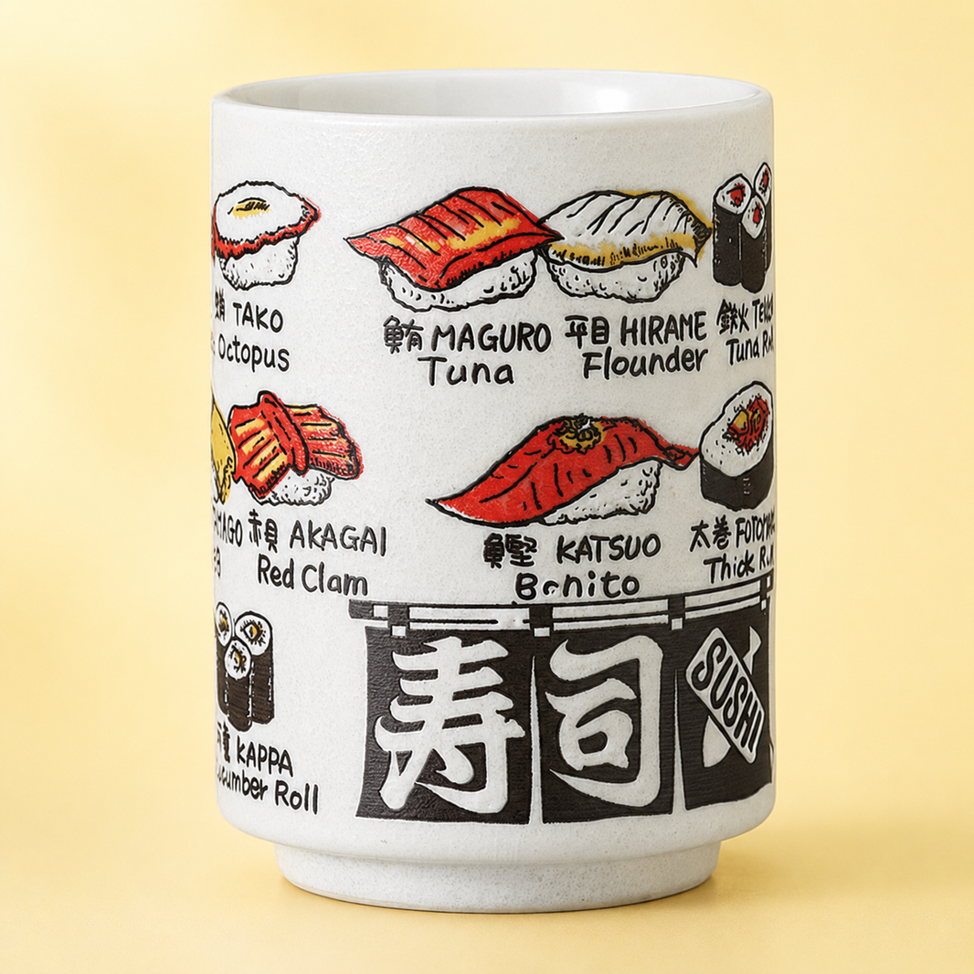 美濃焼 寿司湯呑 – 和風陶器寿司湯呑